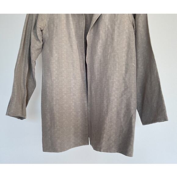 EILEEN FISHER Taupe Silk Linen Open Jacket Sz PP Minimal Luxe - Picture 4 of 15